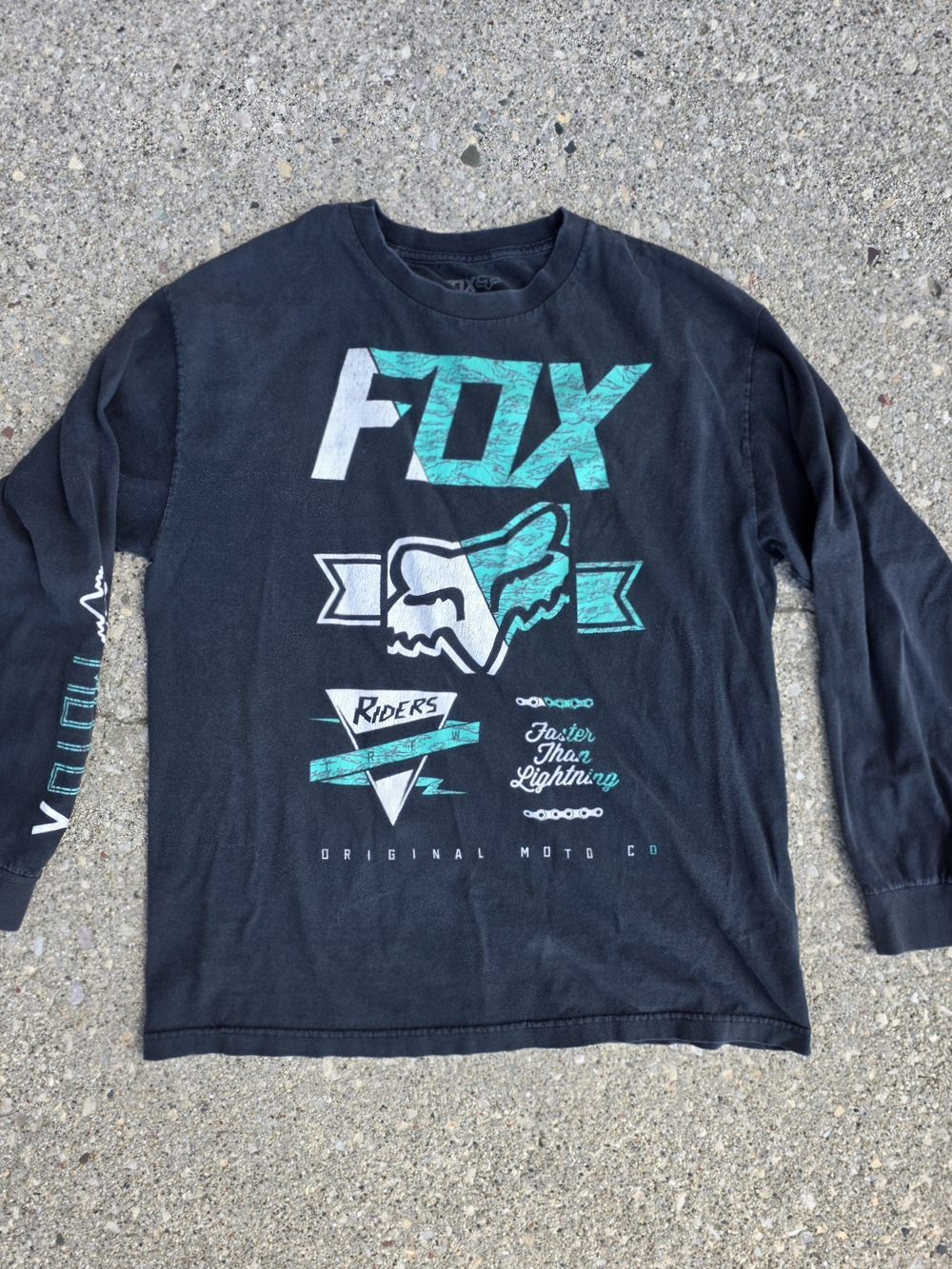FOX Racing Motocross Long Sleeve Tee Adult Large Black Y2K Moto Graphic